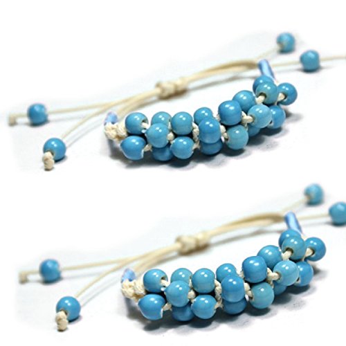 Doinshop Lady Vintage Charm Special Hand-knitted Ceramic Bead Bracelet Jequirity Couple Bracelet (blue)