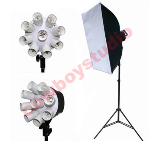 CowboyStudio 1800 W Continuous Photography Photo Studio Video Lighting Light Kit with 9 Head Light Socket and 9 Photo Bulbs