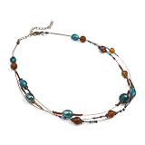 Glass Beads and Wire Blue Multi-Strand Necklace 