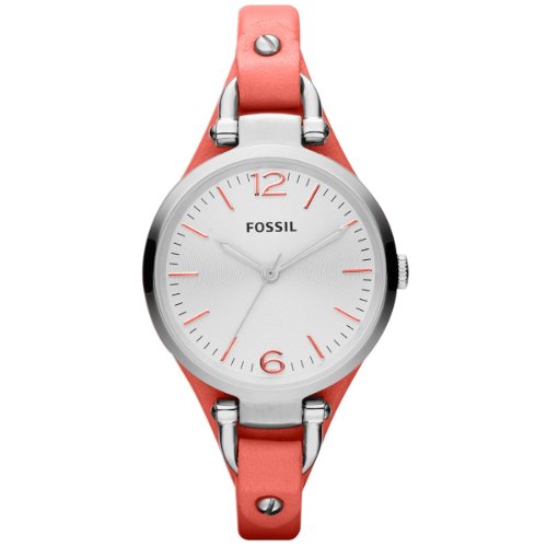FOSSIL Georgia Three Hand Leather Watch Coral