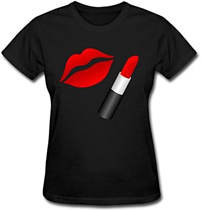 CYOJZJ Lipstick Lips T-shrts for Women Black M