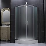 DreamLine DL-6163-01-FR Sector Frosted Glass Shower Enclosure, - 36 x 36 Center Drain Tray and Backw