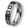 Black Enamel Brushed Flat Stainless Steel Ring (6.0 mm) - Sizes 6-13