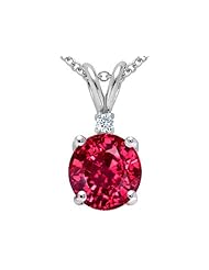 Tommaso Design (tm) Round 8mm Created Ruby and Genuine Diamond Pendant