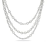 Eve's Addiction 60 Sterling Silver Layered Circle Link Necklace
