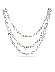 60" Sterling Silver Layered Circle Link Necklace
