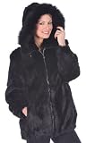 Hooded Fur Parka-Black Rabbit-Detachable Hood
