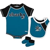 Reebok San Jose Sharks Infant Creeper, Bib and Bootie Set