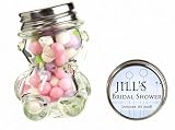 Baby Keepsake: Blue Spring Bulb Design Personalized Teddy Bear Glass Candy Jar - Unas (Set of 24)