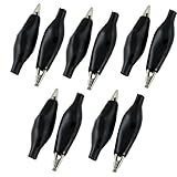 uxcell ワニ口クリップ　電気テストリード　ブラックブーツ　長さ27mm　絶縁性　テスト部品　10個入り