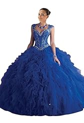 Floor Length  Tulle Lace-Up Crystal  Ball Gown Evening Dress/Prom Dress/Quinceanera Dress 