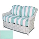 Lloyd Flanders Calypso Antique White Finish Love Seat With Bimini Spa Fabric - B0029XO9W6