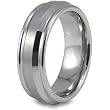 Grooved Brushed and Polished Tungsten Carbide Ring (7.0mm) - Sizes 8 - 13