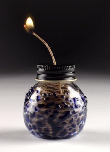 Handmade Blown Glass Screwcap Hemp Wick Dispenser with Full Wick - Blue + Bonus 20ft Roll of Humboldt Wick