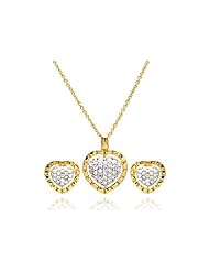 Nickel Free Sterling Silver Pendant & Earring Sets 14K Gold Plated Heart Set