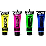 Paint Glow UV Neon Hair Gel Party Festival Rave Set 4 Pink Yellow Green Blue