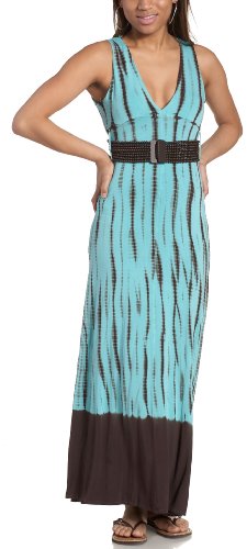 XOXO Juniors' Tie Dye Belted Maxi Dress,Brown/Aqua,Medium
