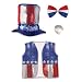 Uncle Sam Set- Vest, Top Hat, Bowtie and Beard Patriotic Costume Accessory