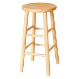 Winsome Wood 24-Inch Beveled Seat Barstool with Natural and White Finish, Set of 2
