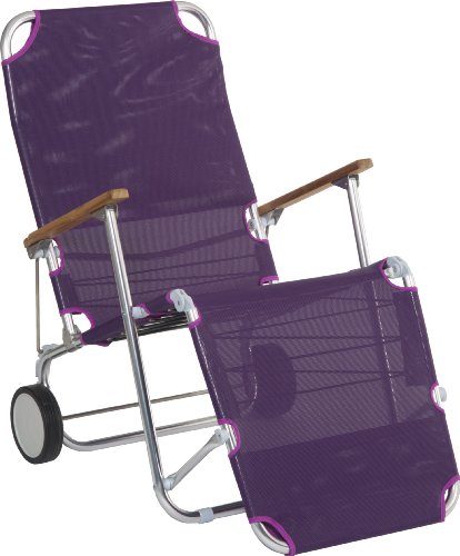 Stern 440712 Beach Carry, Gestell Aluminium mit Teakarmlehnen, Bezug Textilen aubergine