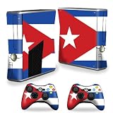 Protective Vinyl Skin Decal Cover for Microsoft Xbox 360 S Slim + 2 Controller Skins Skins Cuban flag