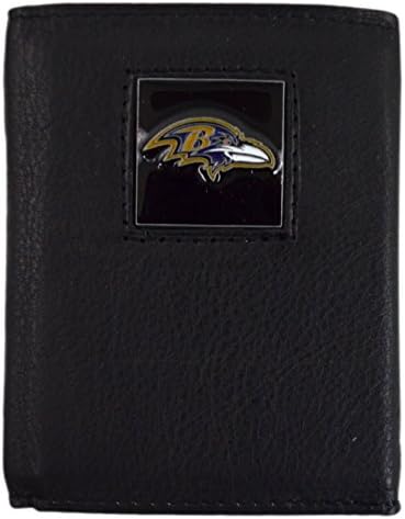 Official National Football League Fan Shop Authentic Leather NFL Wallet and Key Chain (Baltimore Ravens)