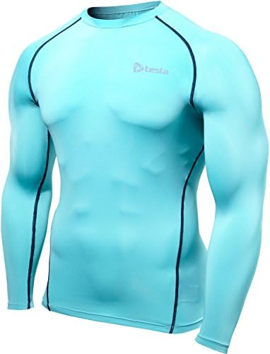 TM-R11-SBN_M Tesla Men's Compression Under Base Layer Gear Wear Long Sleeve -R