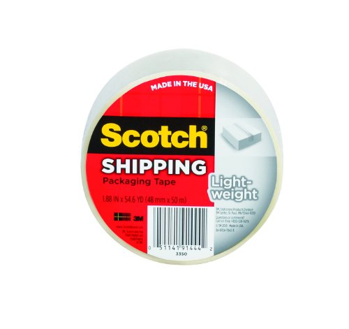 Scotch Lightweight Shipping Packaging Tape, 1.88 Inches x 54.6 Yards, 1 Roll (3350)