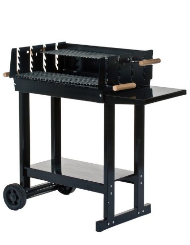 BBQ Barbecue à charbon rectangle 62 x46 cm à roulettes