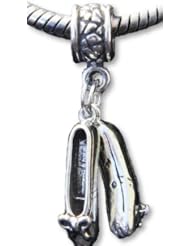 Ballet Slippers Dance Sterling Silver Charm Bead Fits European Style Bead Bracelets