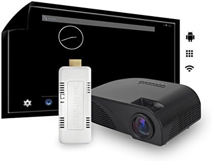 Mini Projector Portable Video Projector Home Cinema Theater Entertainment COMPLETE PACKAGE with Wi-Fi SmartStick Custom Android PC Mini Computer (Custom Projection Screen Options)