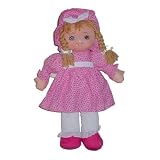 Rag Doll in Pink Print Dress and Hat 20 Inches Tall