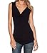 Sarin Mathews Women's V Neck Ruched Short Sleeve Sexy Blouse Stretch Tank Tops Black 3XL