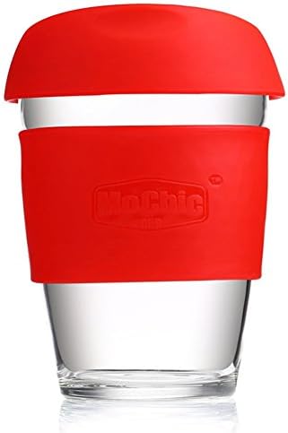 ARCCI Mochic 12 Oz Coffee Mug ,BPA Free &amp; Food Safe Borosilicate Glasses Reusable Coffee Cup, Tea Cup(12 Oz, Red)