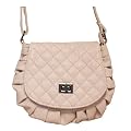 Minerva Collection Ladies Small Faux Leather Quilted Across Body / Shoulder Fashion Handbag Nude Pink