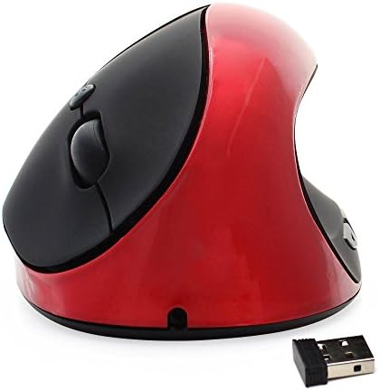 Fire LA 2.4G Wireless Vertical Ergonomic Optical Mouse, 800 / 1200 /1600DPI, 6 Buttons (Red)