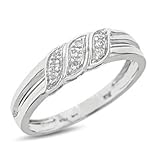 1/10 Carat T.W. Round Cut Diamond Men's Wedding Ring 14K White Gold Wedding Ring - Free Gift Box -