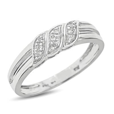 1/10 Carat T.W. Round Cut Diamond Men's Wedding Ring 14K White Gold Wedding Ring - Free Gift Box -