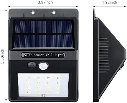 Jzshop [2 Pack] Solar Motion Light 16 LED Solar Wall Lanter Outdoor Waterproof Landscape Lamp Light Sensor Garden Decor Wireless Solar Lights Black