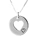 Sterling Silver Open Heart With Etched Heart Disc Pendant on 16in Box Chain Necklace