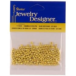 Glass Seed Beads, 8/0, Gold, 7 Gram Pkg