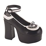 4 1/2 Inch Trendy Goth Fashion Shoes With Scalloped Trim Mid Platform Black / White Spectator 41InN9xEz4L. SL160 4 1/2 Inch Trendy Goth Fashion Shoes With Scalloped Trim Mid Platform Black / White Spectator