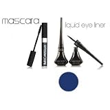 Micabella Mineral Make Up Glamorous Eyes Black Mascara & Dark Blue Liquid Eyeliner for Dramatic Unforgettable Eyes