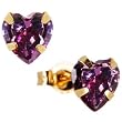 14K Yellow Gold .47 Carat CZ Heart February Birthstone Earrings