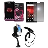 EMPIRE Verizon Motorola DROID Bionic Purple Hearts with Flowers Rubberized  ....