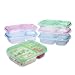 Lock EZ Lock Pastel Rectangular Divided Food Container Set, Blue/Green/Pink, Set of 6 (Not Leakproof)
