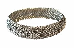 Bracelet - B128 - Designer Inspired - Silver Tone Mesh ~ Rhodium Plated