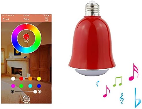 Elecs Smart Melody LED Bulb - Smartphone Bluetooth Controlled Dimmable Color Changing LED Light Bulb With Speaker - best gift (H1002 Red)