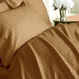 1200 Thread Count 4pc King Size Bed Sheet Set 100% Egyptian Cotton, Sateen Stripe, Deep... by Signature Bedding