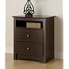 Fremont 2 Drawer Tall Night Table with Open Shelf - Browm